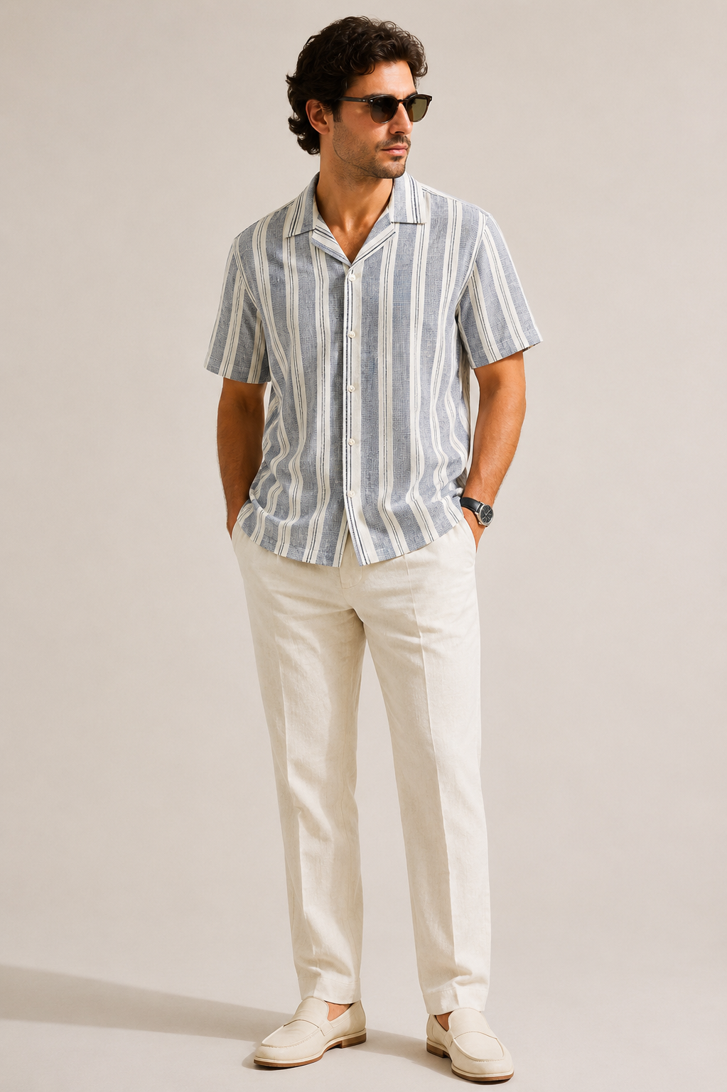 Azure Line Resort Shirt- Blue-White