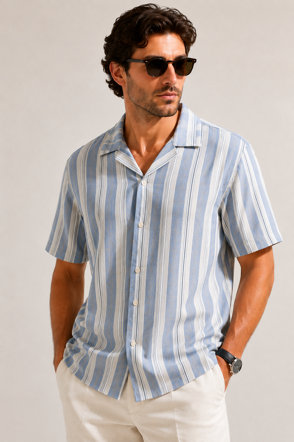 Azure Line Resort Shirt- Blue-White