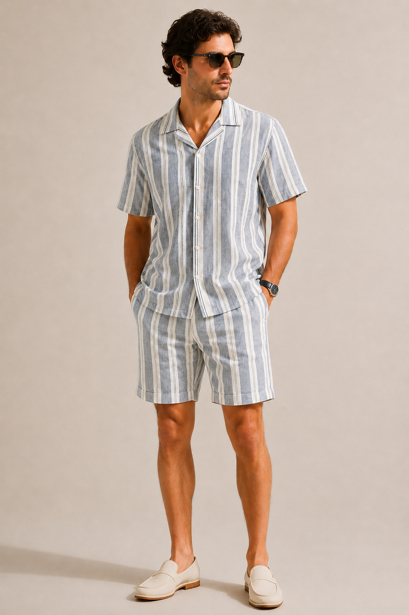 Azure Line Resort Shorts- Blue-White