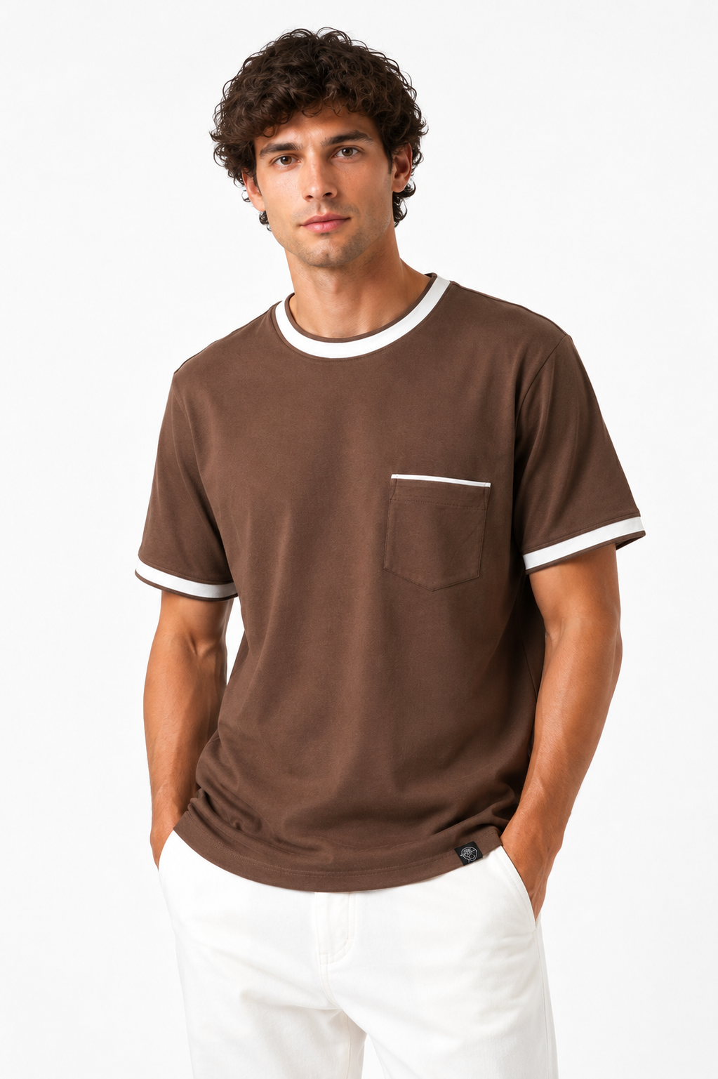 Urban Trim Pocket Tee-Brown