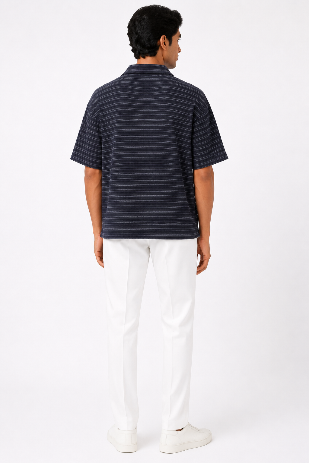 Ripple Texture Zip Polo - Charcoal