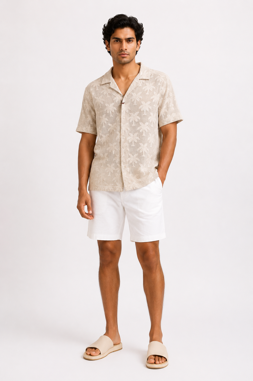 Palm Shade Crochet Shirt