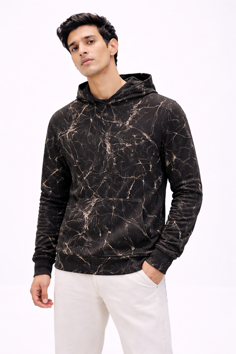 Marble Vein Hoodie - Black