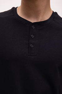 The Daily Stretch Henley - Black