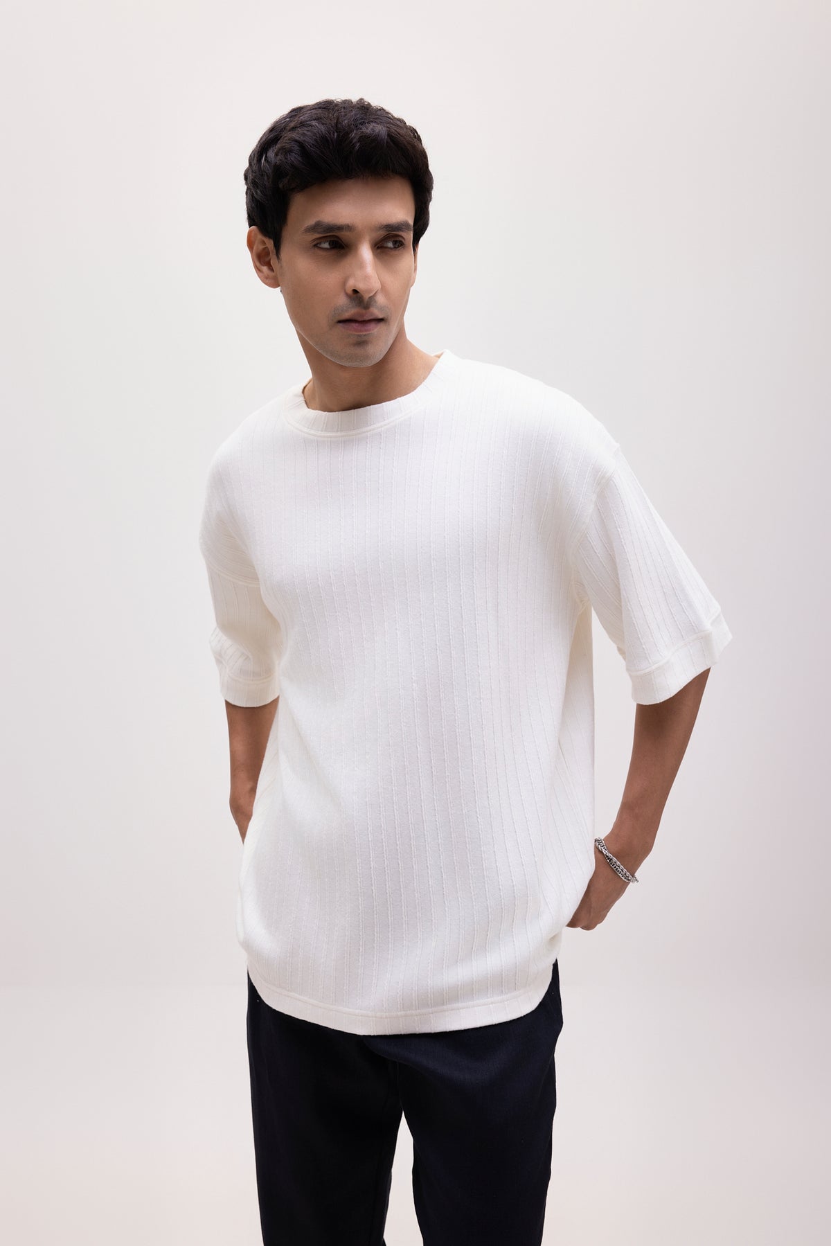 The Ridgeway Rib Tee - White