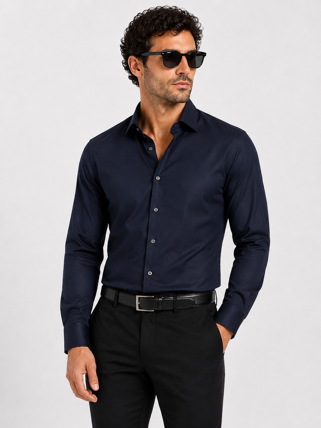 Noir Texture Club Shirt-Navy