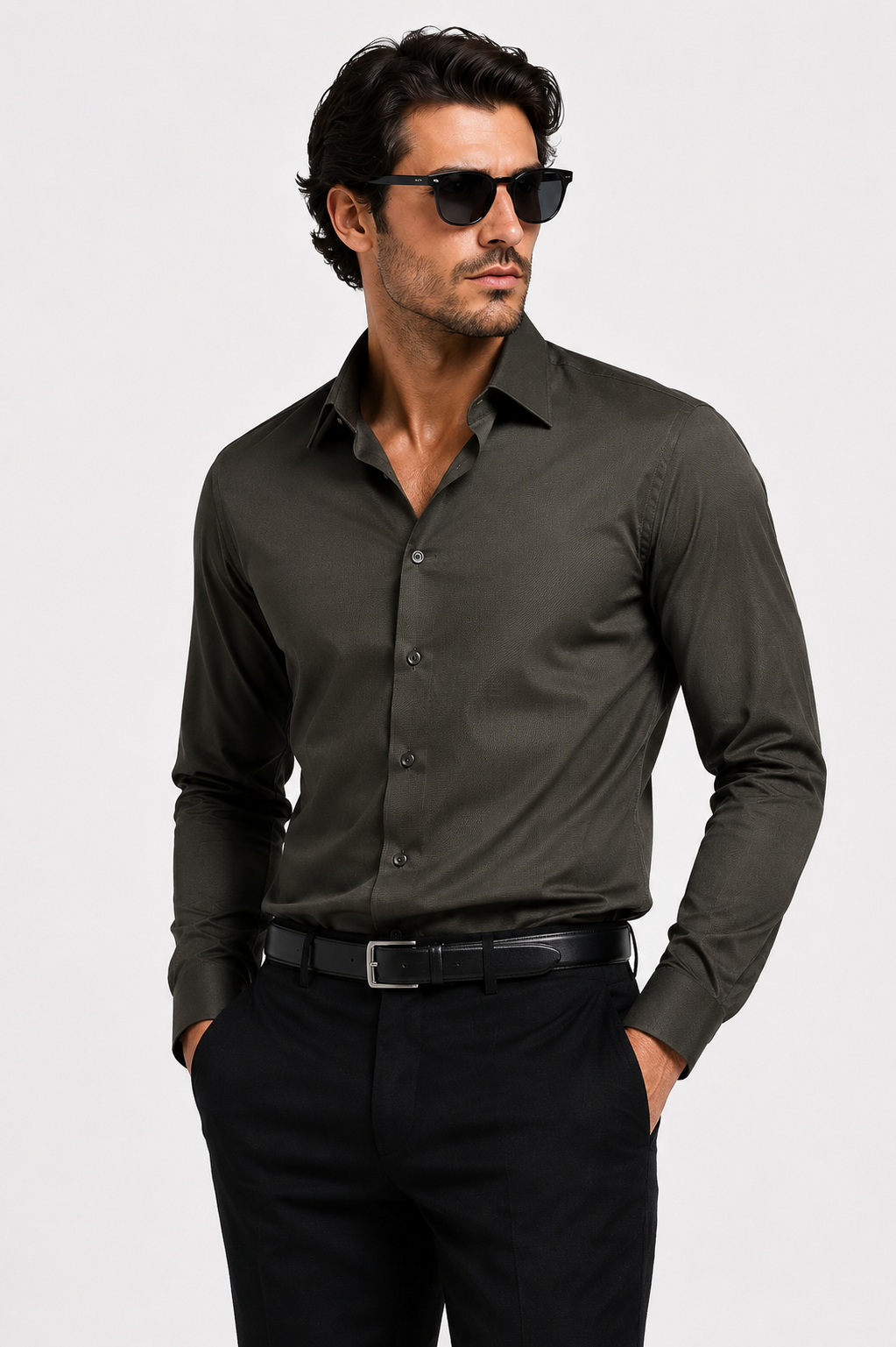 Noir Texture Club Shirt-Olive