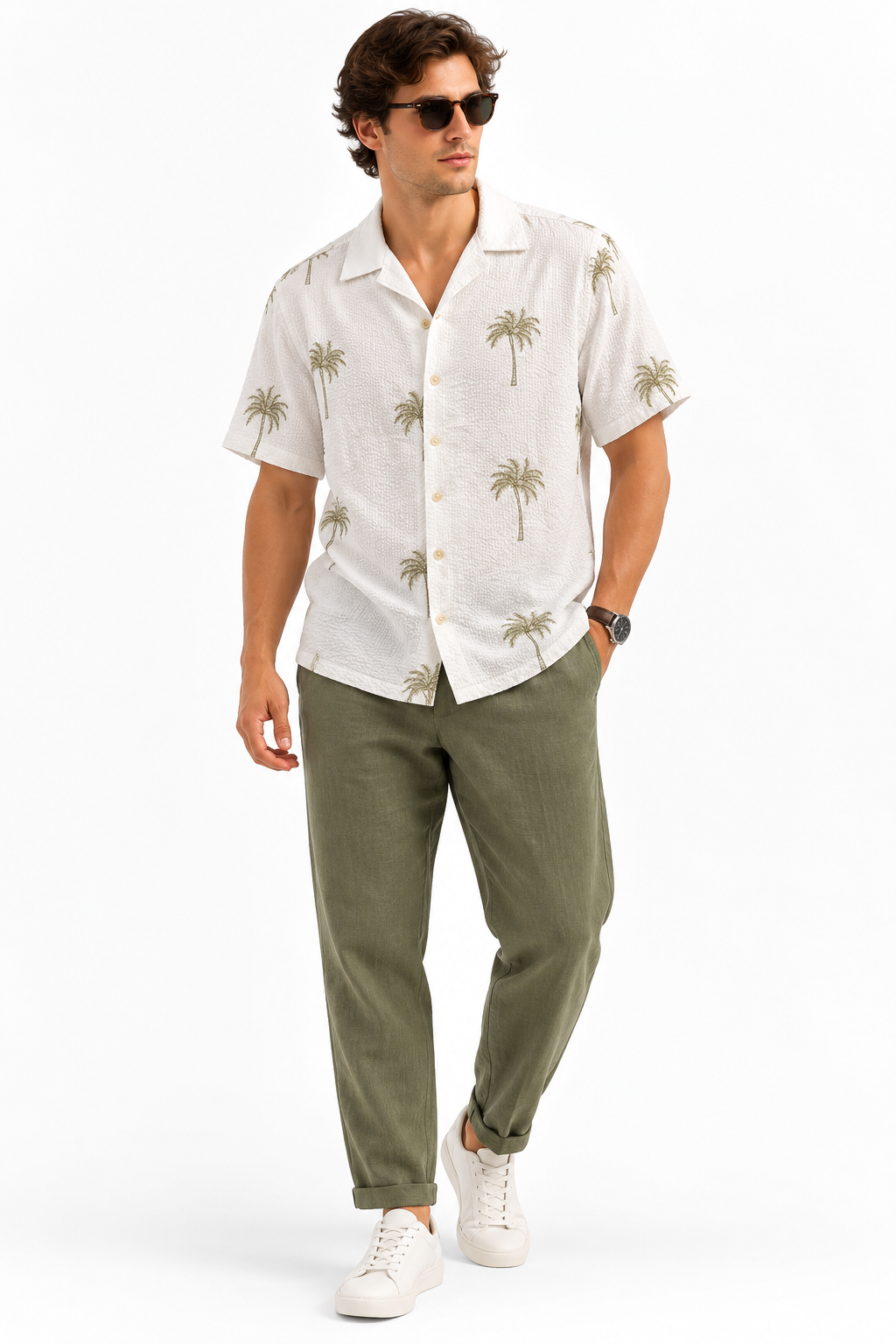 Palm Escape Resort Shirt-White