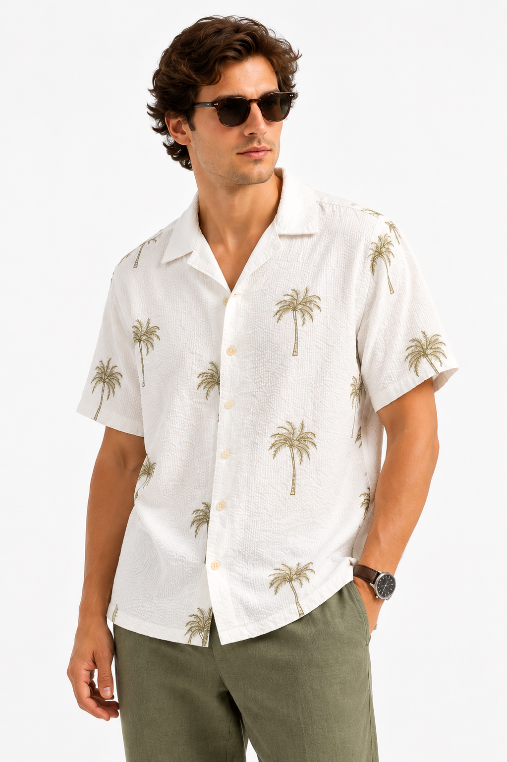 Palm Escape Resort Shirt-White