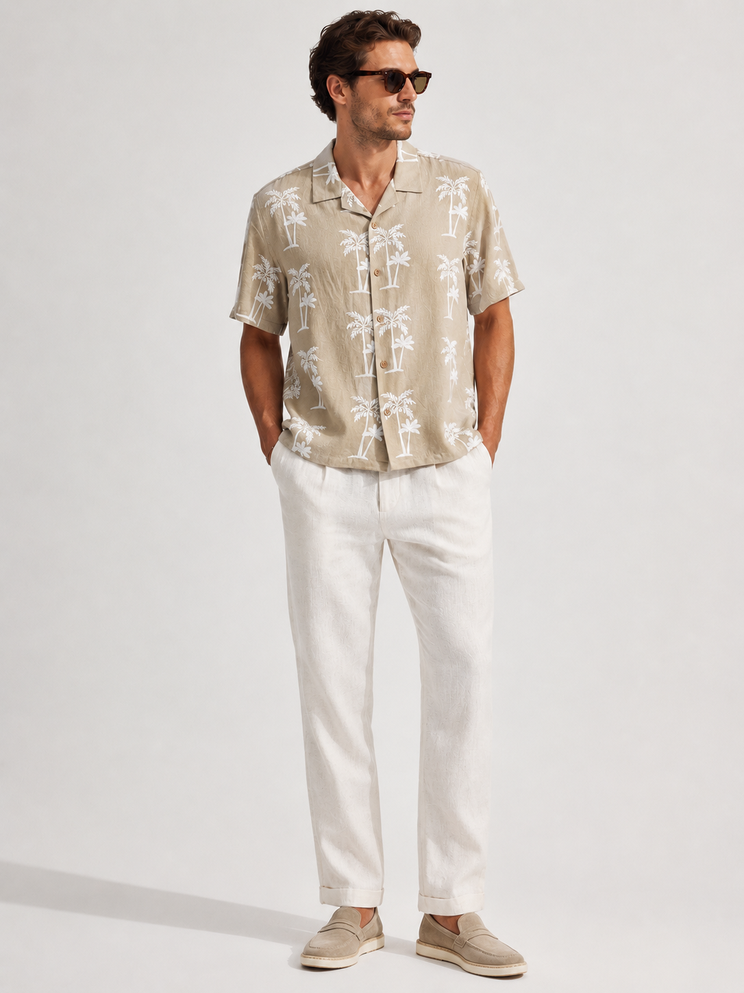 Palm Haven Resort Shirt-Natural