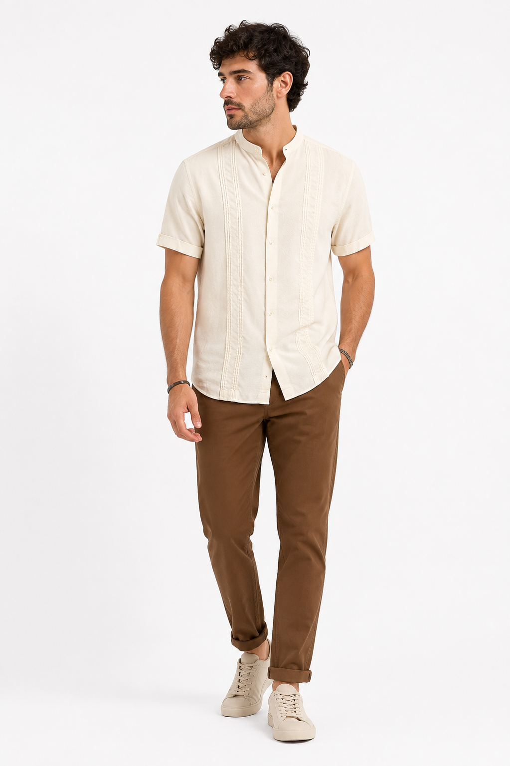 Riviera Pleated Resort Shirt-Off White