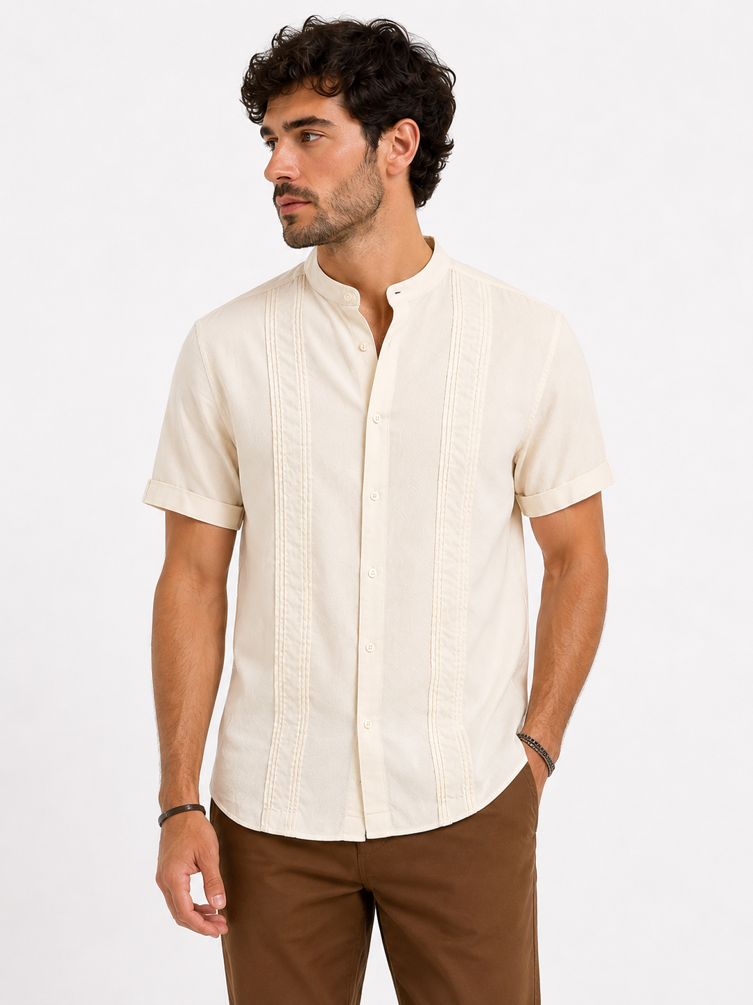 Riviera Pleated Resort Shirt-Off White