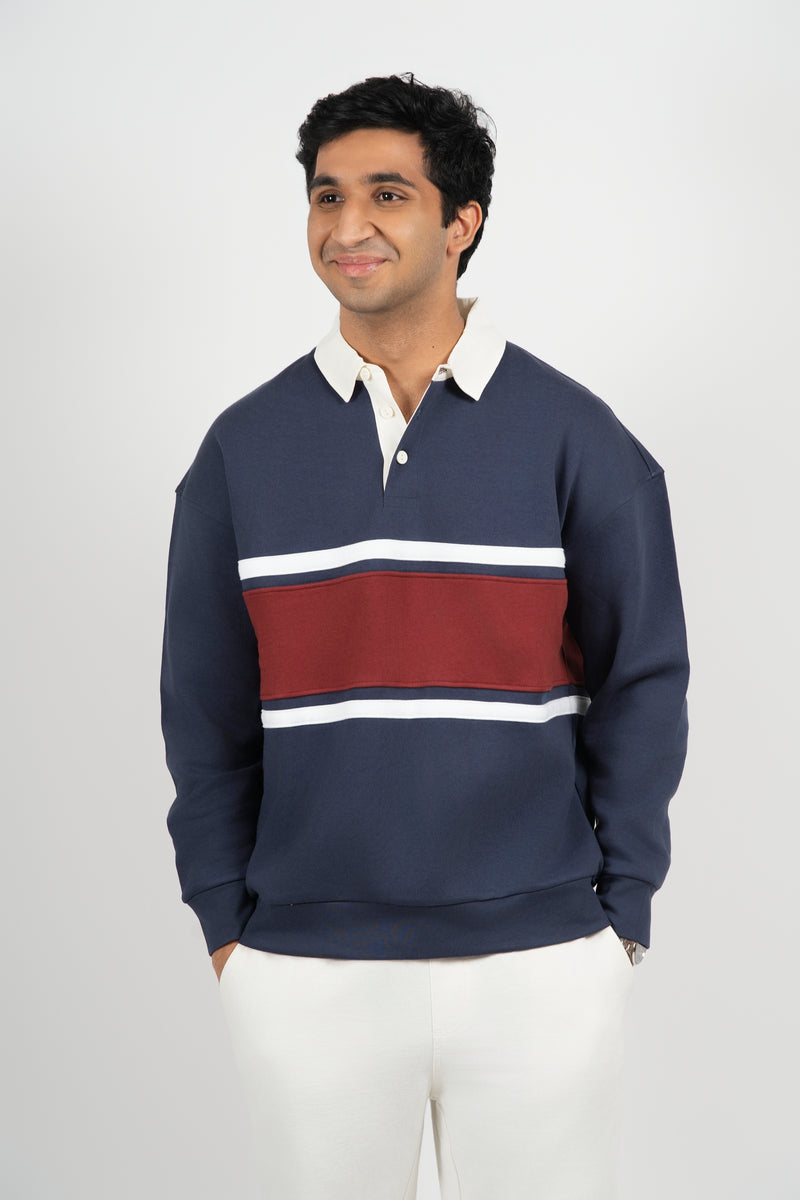 The Stripe Rugby Long Sleeves - Navy